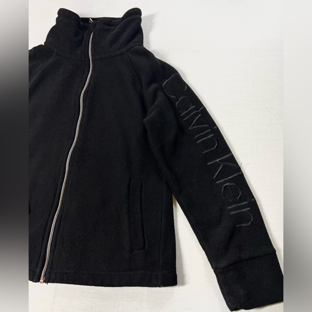 Calvin Klein Black Full Zip Up Fleece Long Sleeve Women's Size PS/PP/PCH - Picture 6 of 10